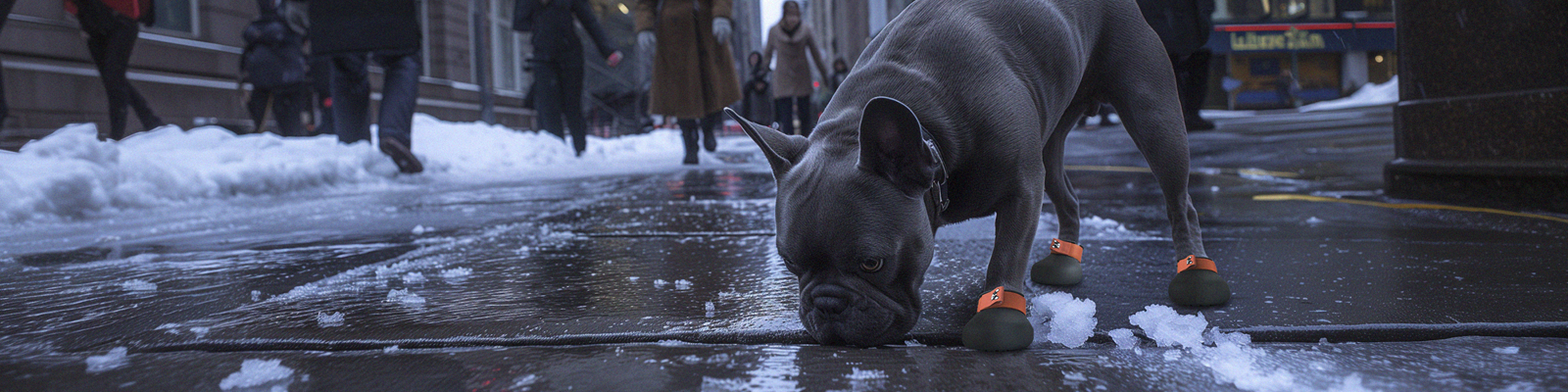 French bulldog with hyperkeratosis protective dog shoes